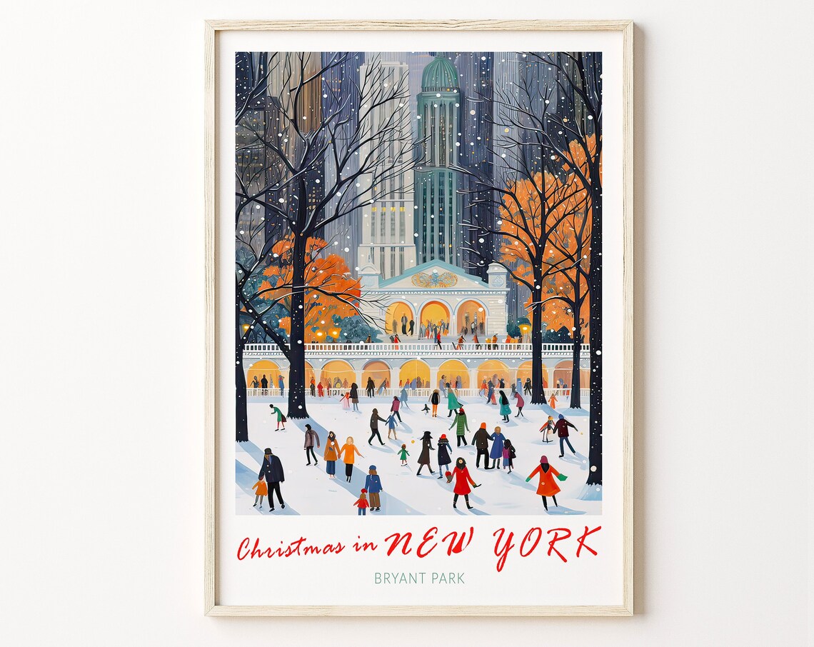 Christmas In New York Bryant Park Travel Poster