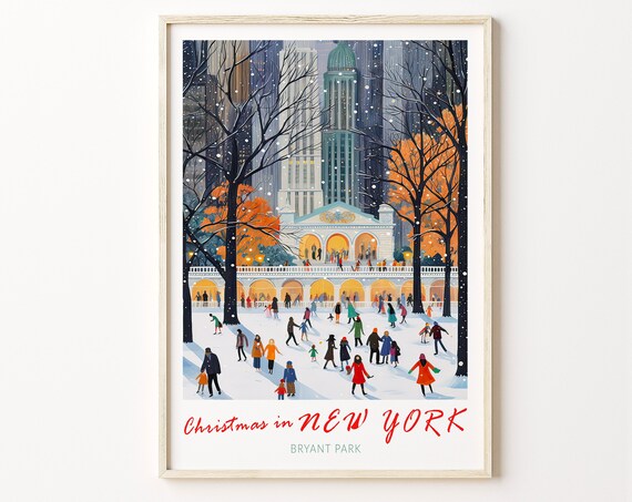 Christmas In New York Bryant Park Travel Poster