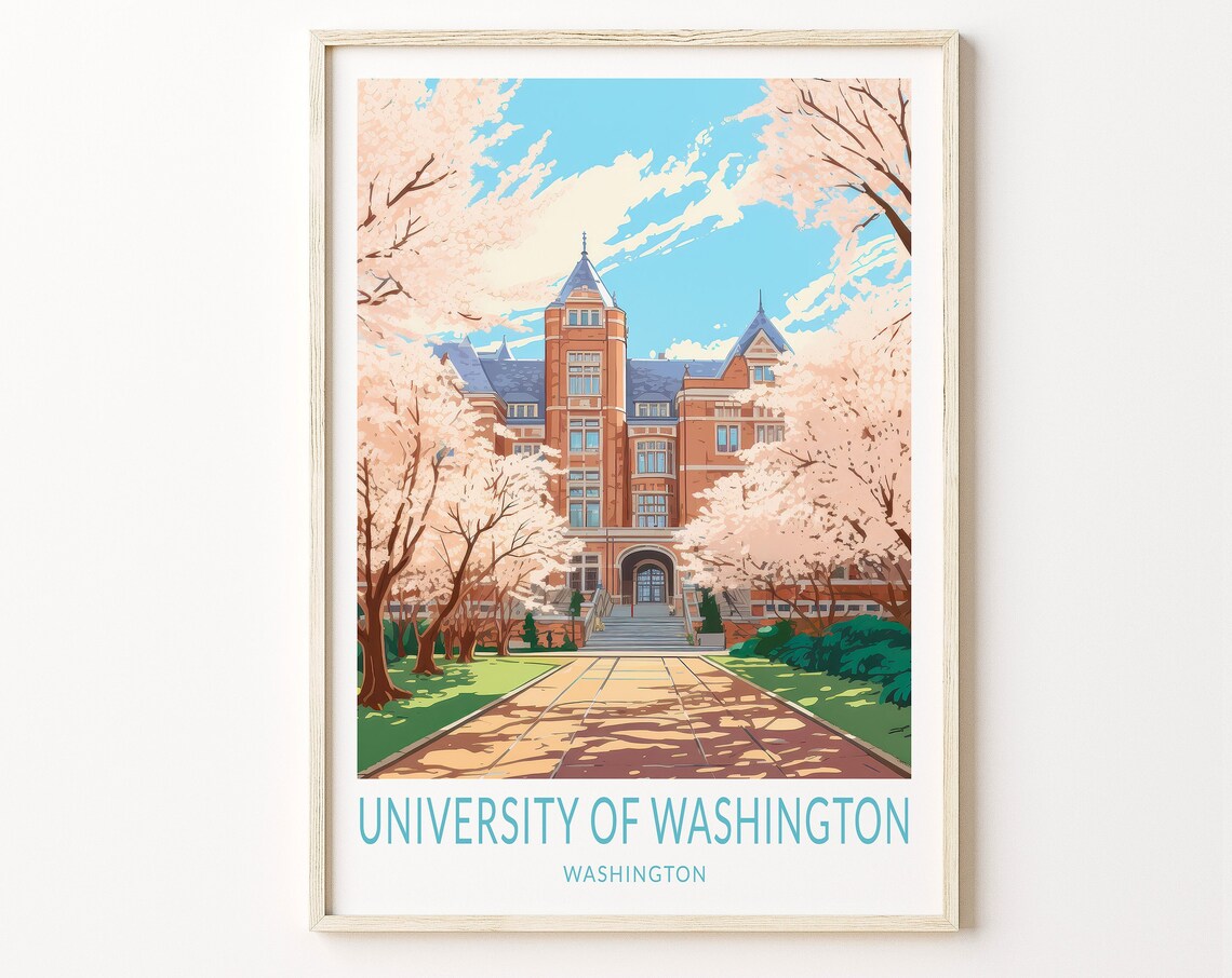 University of Washington Campus Seattle Travel Poster