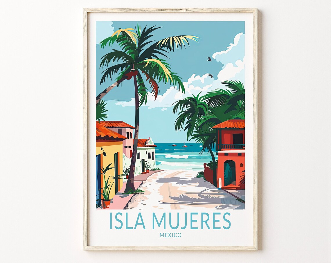 Isla Mujeres Mexico Travel Poster, Coastal Wall Decor