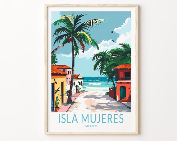 Isla Mujeres Mexico Travel Poster, Coastal Wall Decor