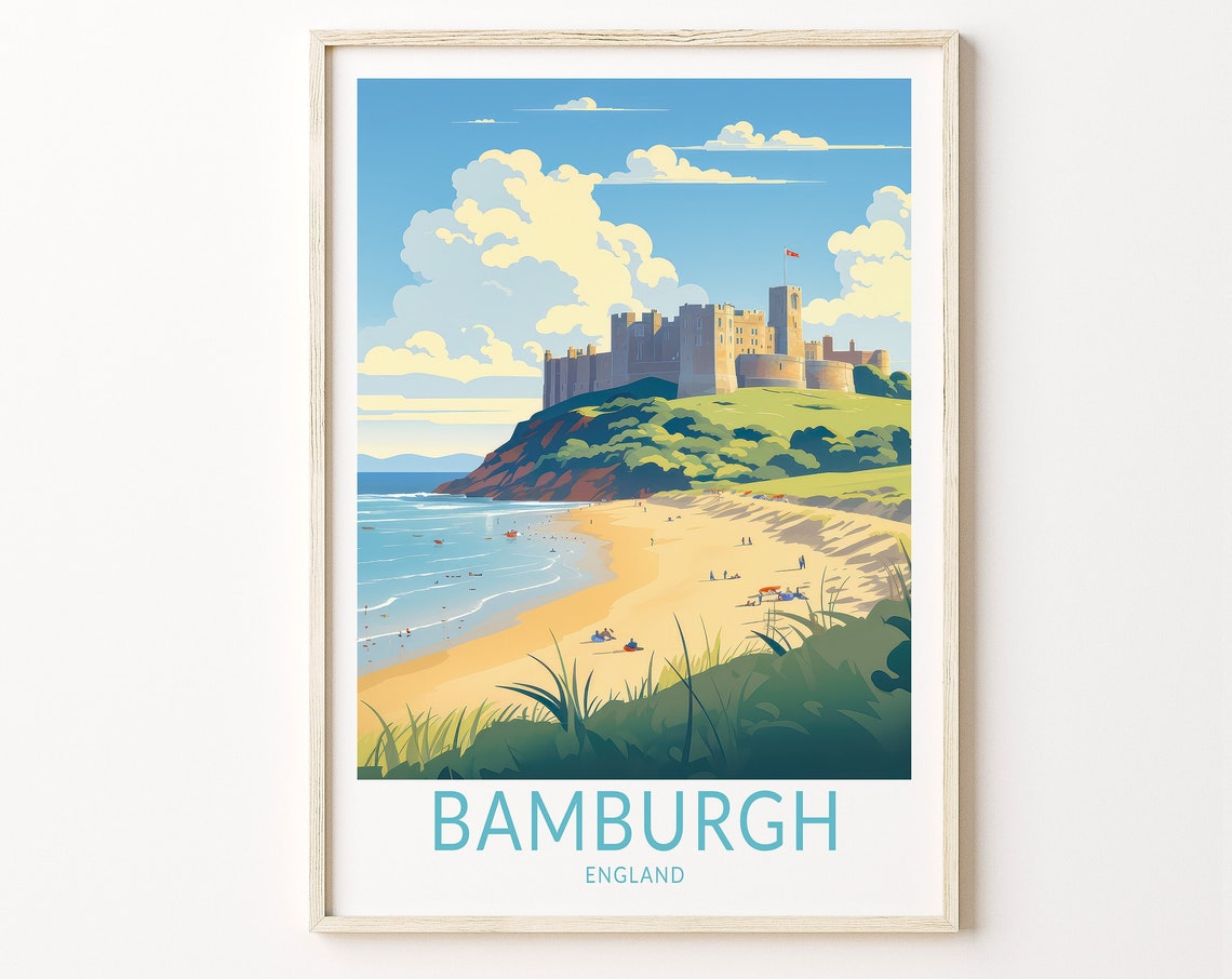 Bamburgh England Travel Print Wall Art Bamburgh England Travel Poster England Travel Poster Traveler Home Décor Traveler Gift