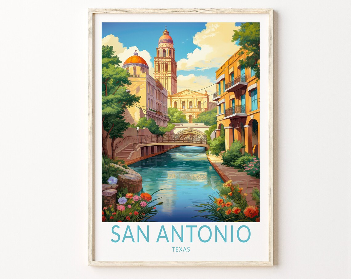 San Antonio Texas Travel Poster, Traveler Home Decor