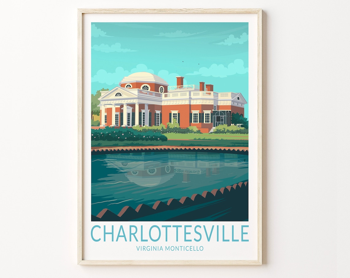 Charlottesville Monticello Travel Poster, Virginia Print