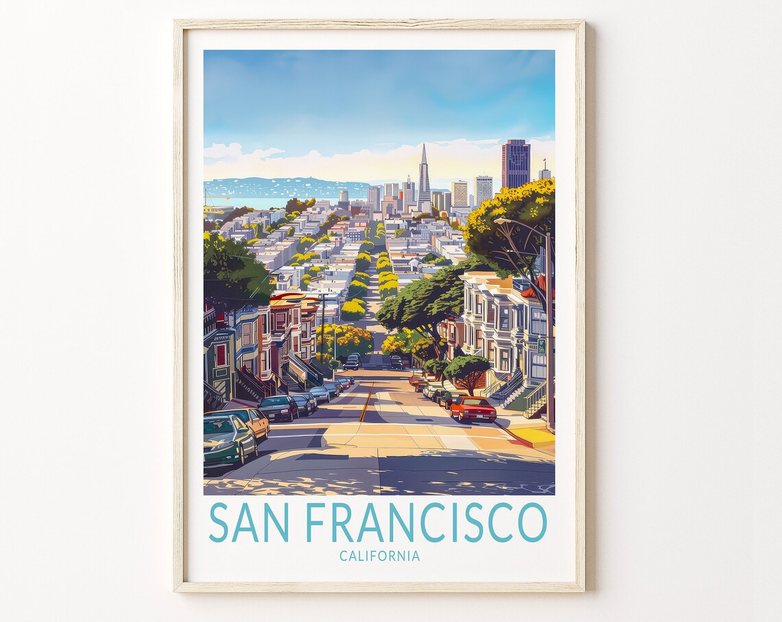 San Francisco Travel Poster, California Wall Art Print
