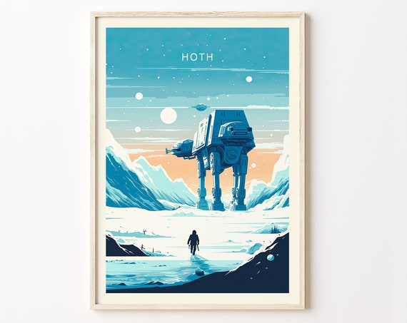 Hoth Minimalist Retro Travel Poster, Star Wars
