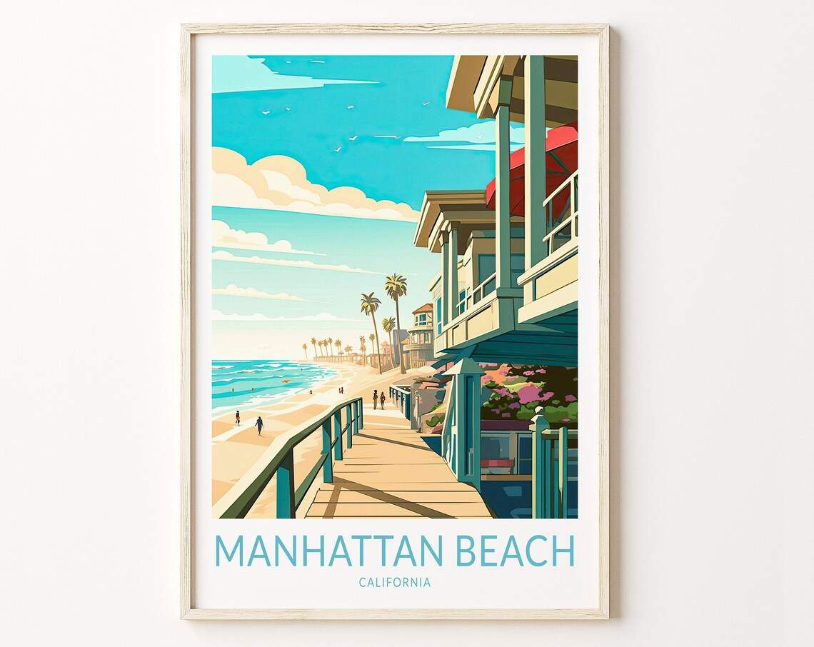 Manhattan Beach California Travel Poster, Los Angeles