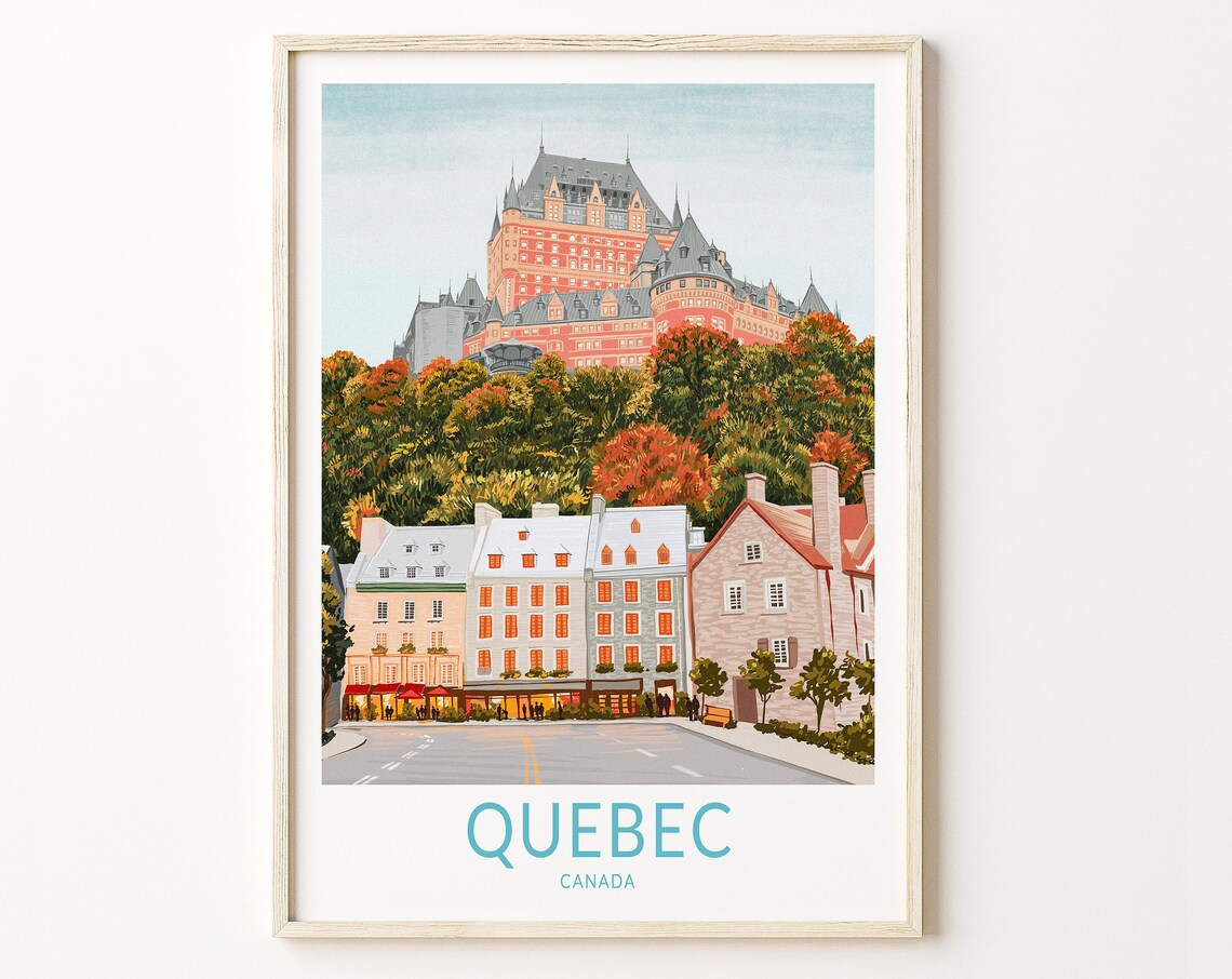 Quebec City Canada Travel Poster, Fairmont Frontenac