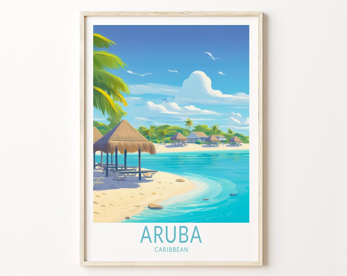 Aruba Caribbean Custom Travel Poster Art Print