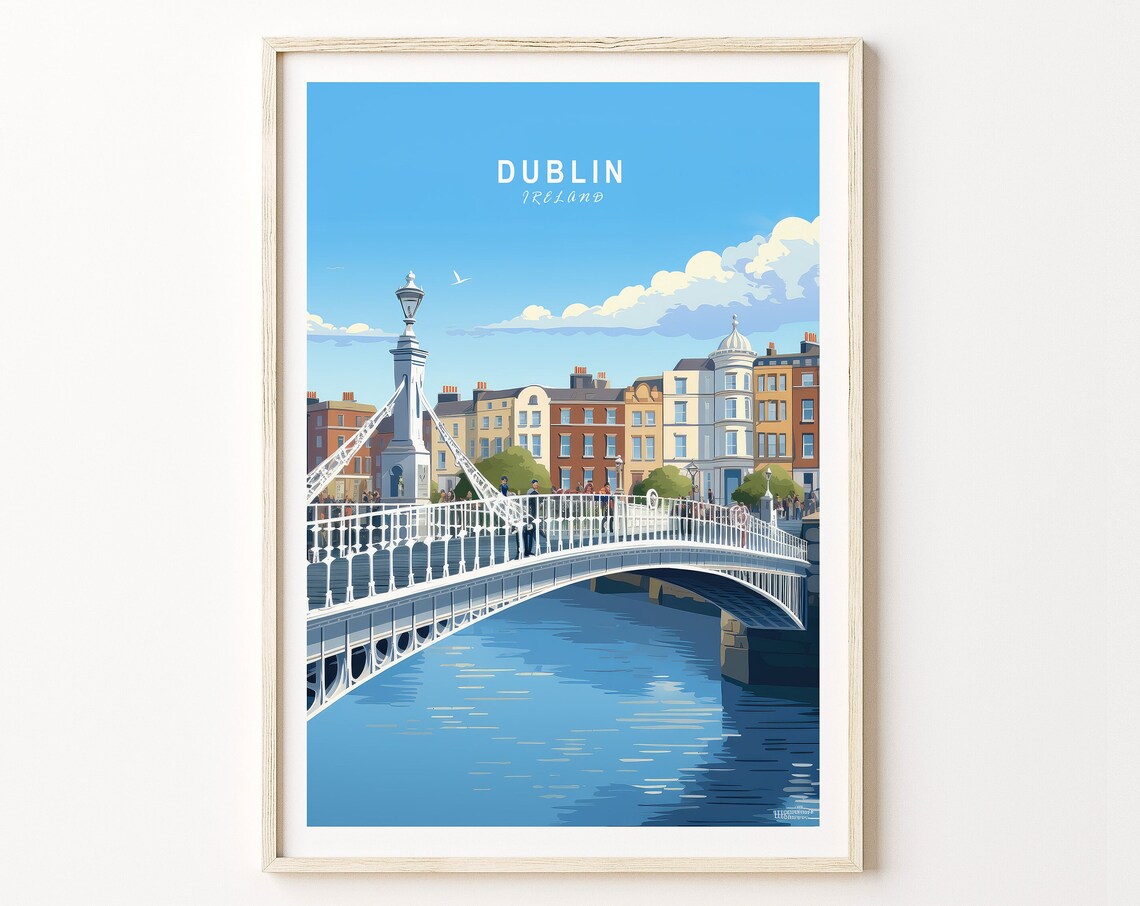 Dublin Ireland Travel Poster, Custom Travel Print