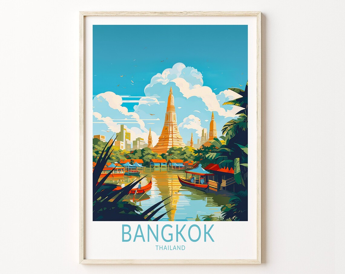 Bangkok Travel Poster, Thailand Travel Poster