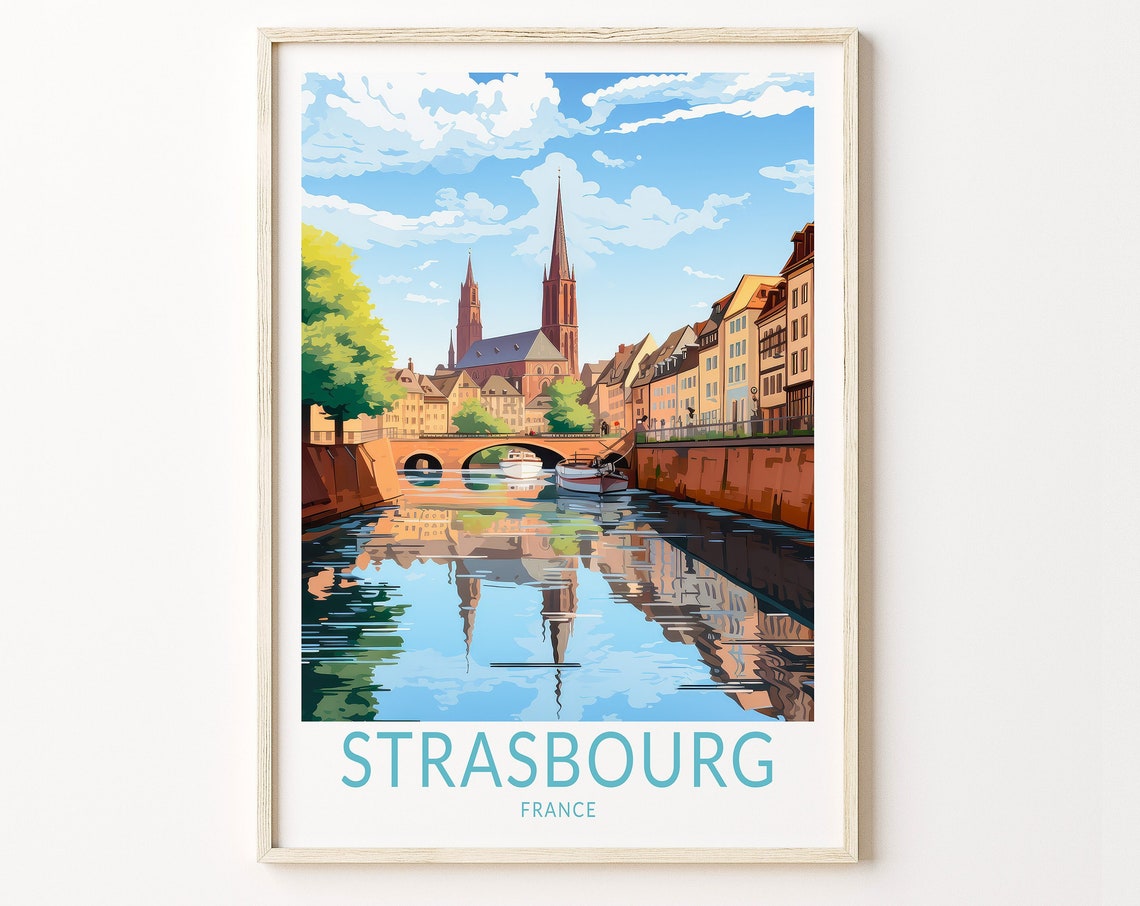 Strasbourg France Travel Poster Strasbourg City France Poster Print France City Wall Art France Cote D Azur Coast Wall Decor