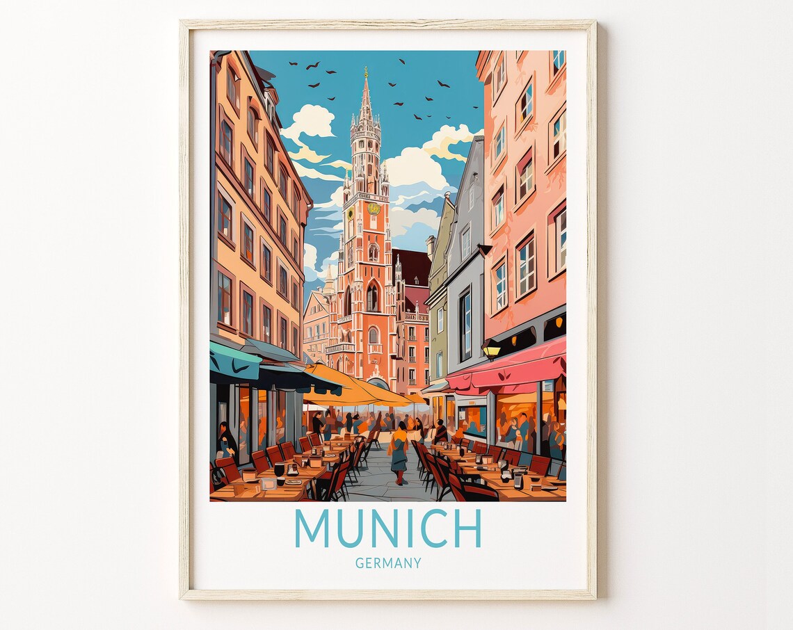 Munich Germany Travel Poster, Europe Travel Poster