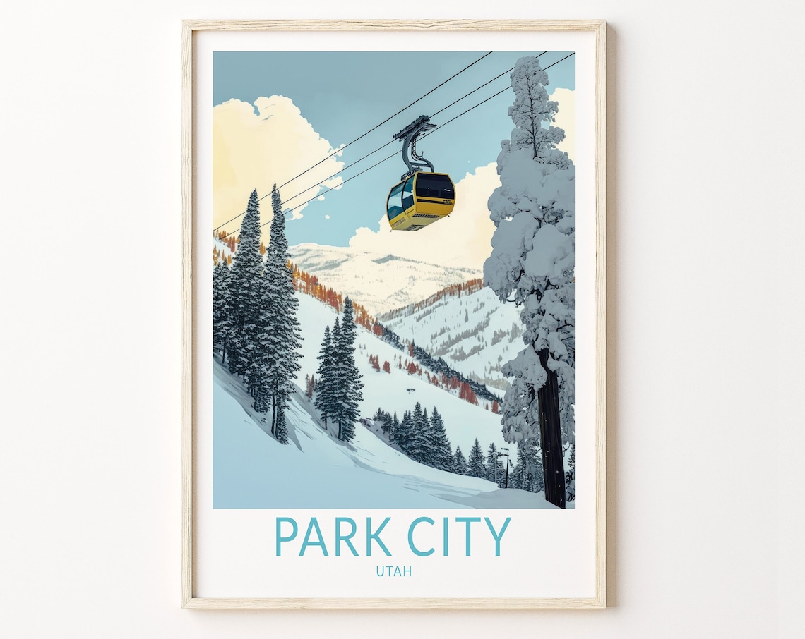 Park City Utah Winter Travel Poster, Ski Travel