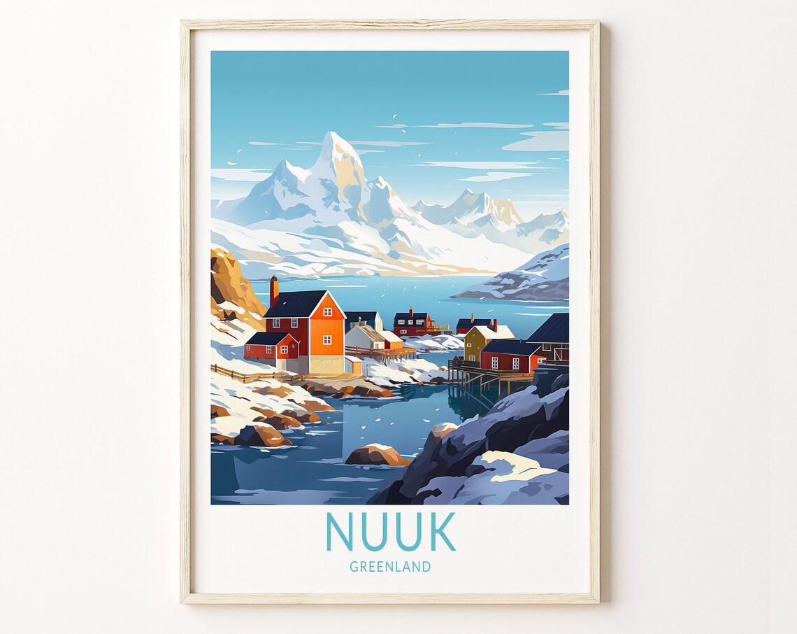 Nuuk Greenland Travel Poster, Visit Nuuk Greenland