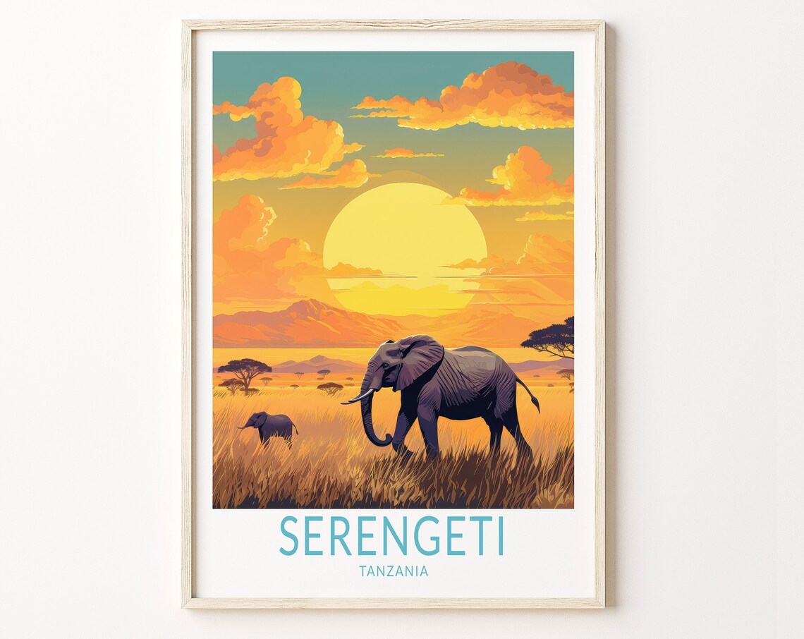 Serengeti Travel Poster, Tanzania Travel Poster