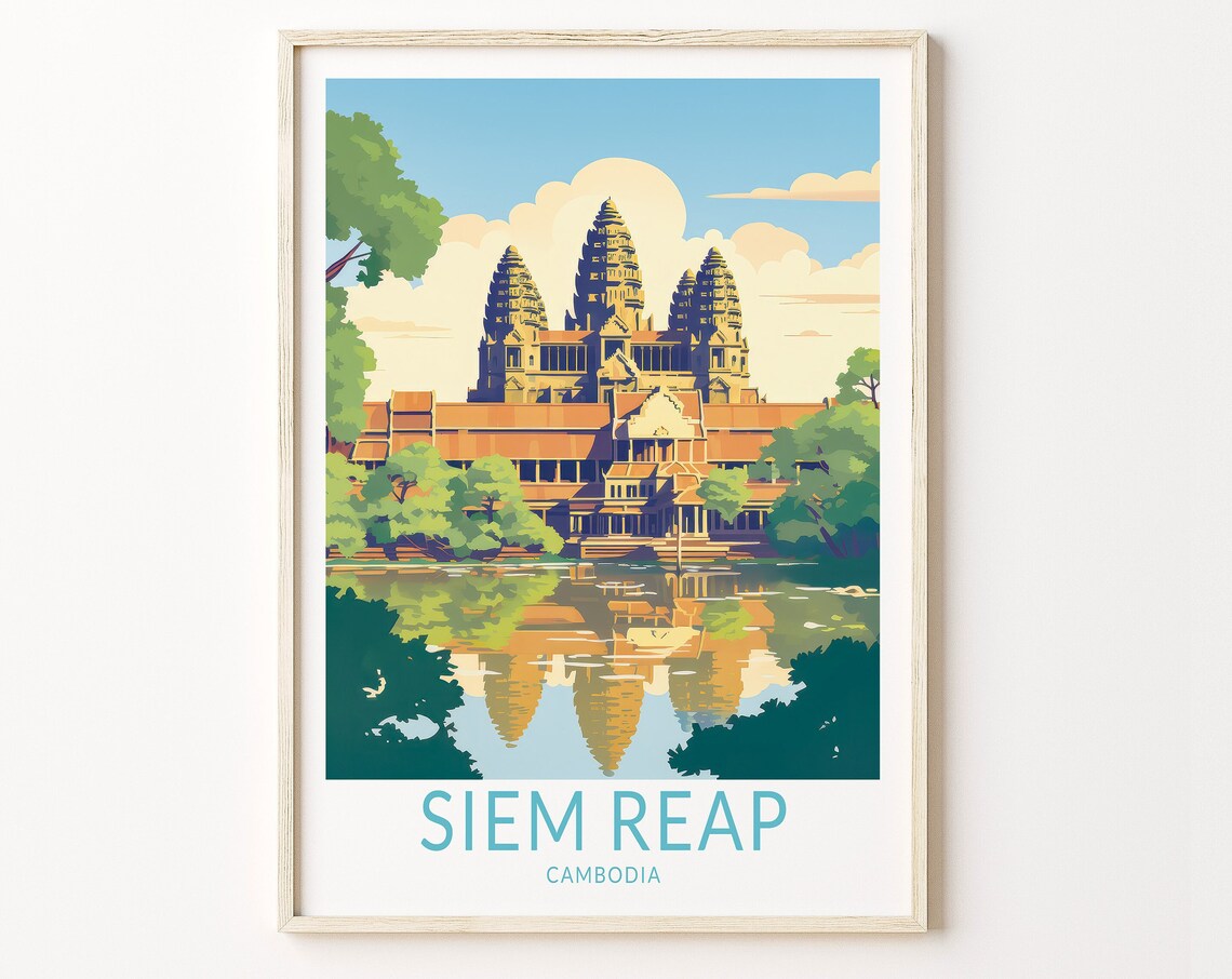 Siem Reap Cambodia Travel Poster, Travel Illustrations