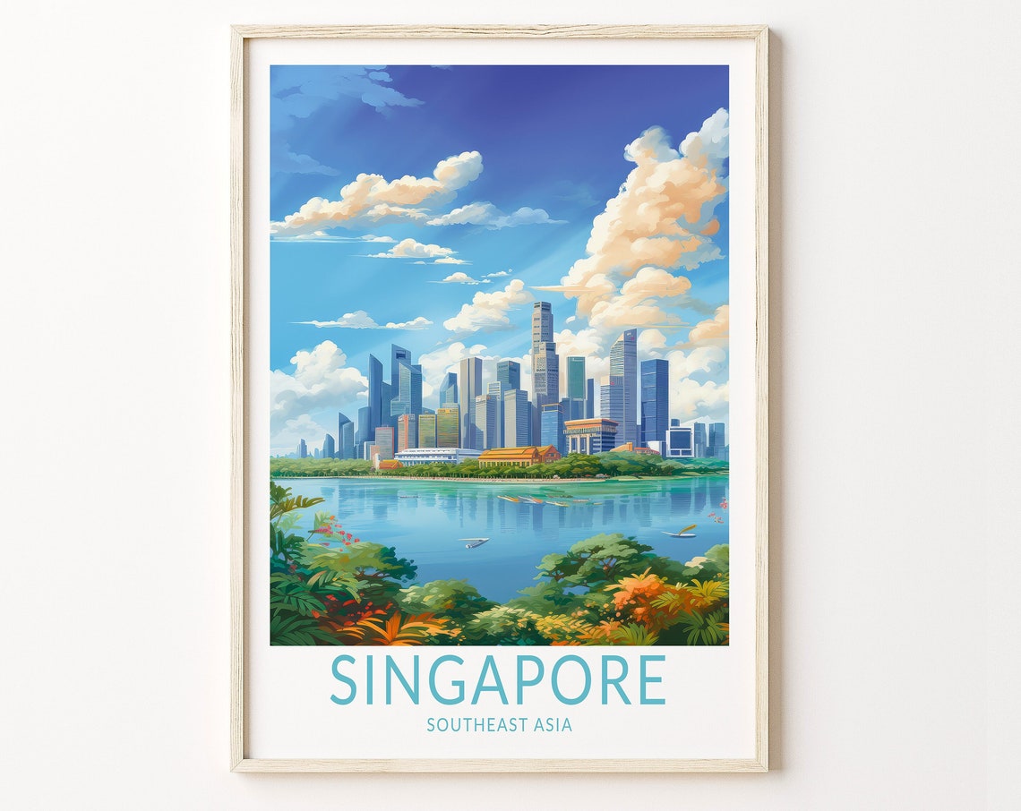 Singapore Southeast Asia Travel Poster Wall Art Singapore Southeast Asia Poster Singapore Travel Poster Asia Travel Gift