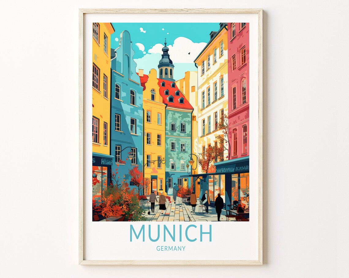Munich Germany Travel Poster, Europe Travel Art Print