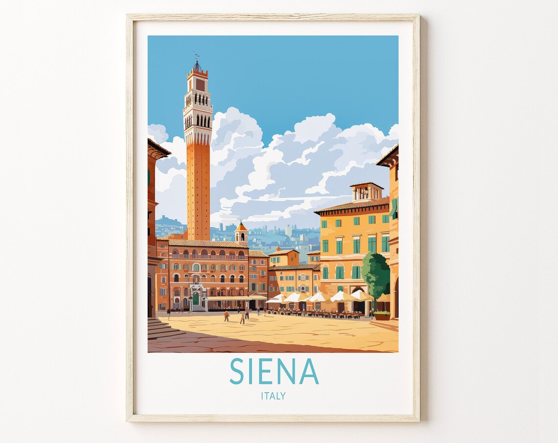 Siena Italy Travel Poster, City Travel Art Print