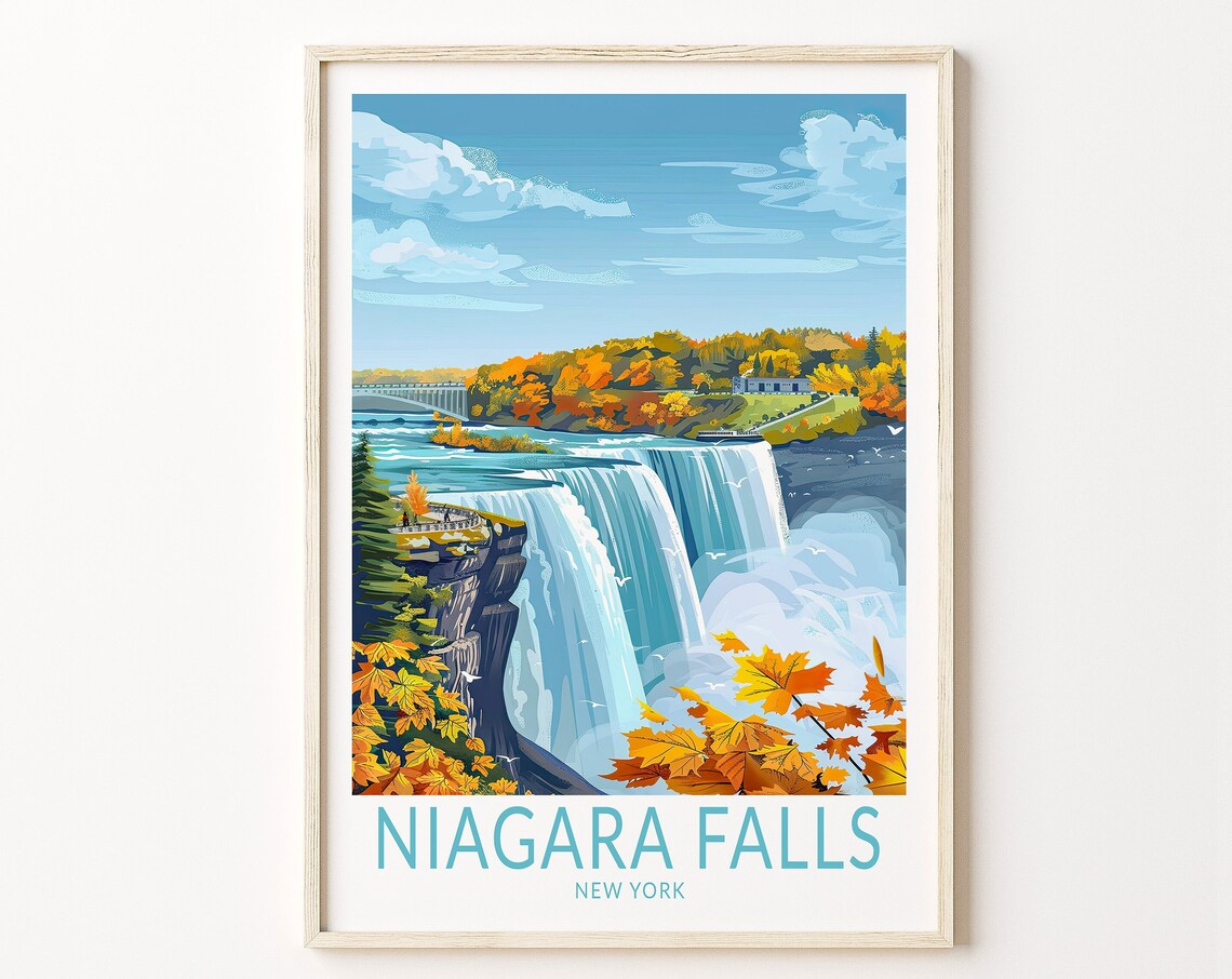 Niagara Falls New York Travel Poster, USA Wall Art