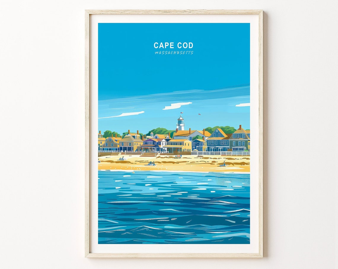 Cape Cod Massachusetts Beach Town Lighthouse Summer Travel Poster