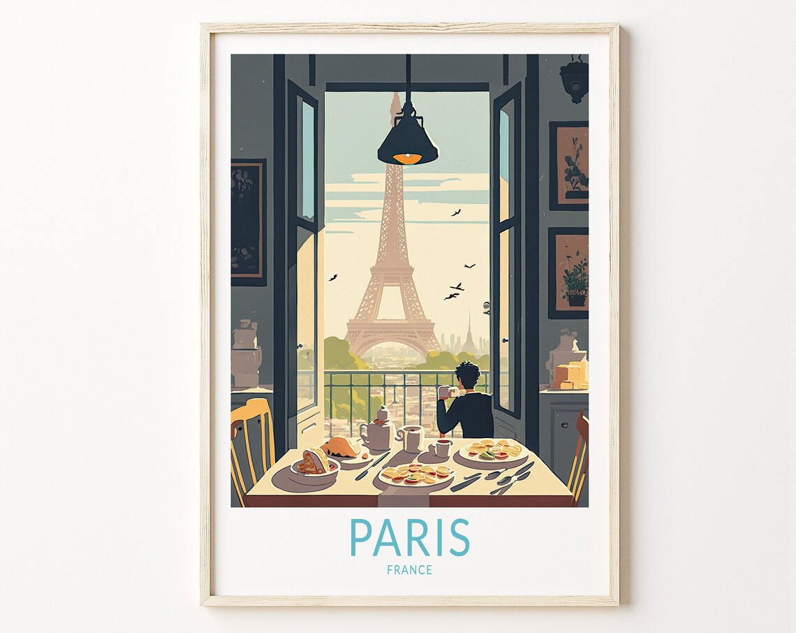 Paris Travel Poster, Eiffel Tower France Travel