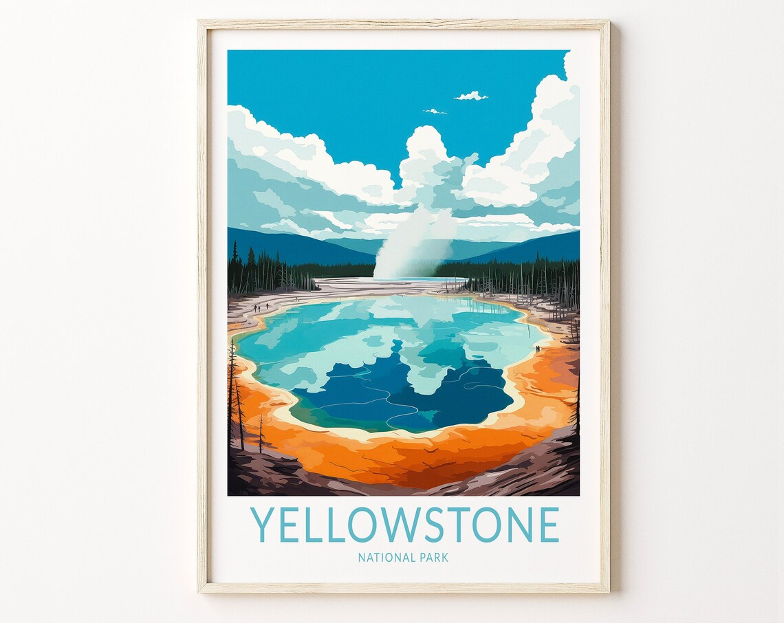 Yellowstone National Parks Travel Poster, Wyoming