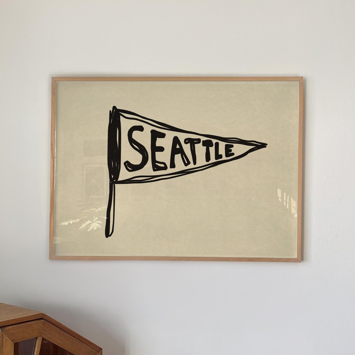 Seattle Pennant Retro Handdrawn Art Print
