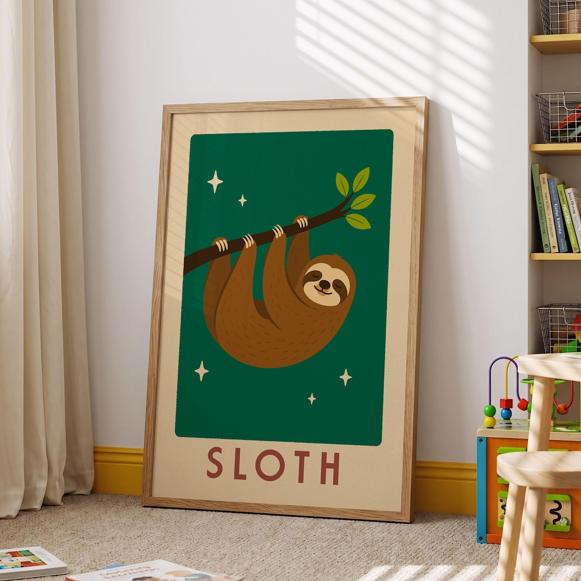 Sloth Print, Neutral Nursery Decor Art Print