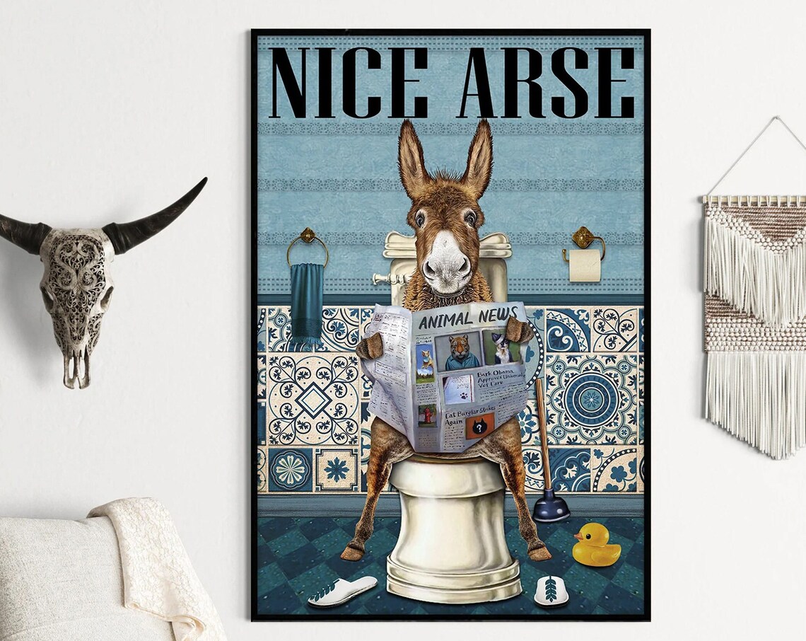 Personalized Donkey Nice Arse Poster Funny Wall Art Decoration For Toilet Restroomt Custom Photo Donkey