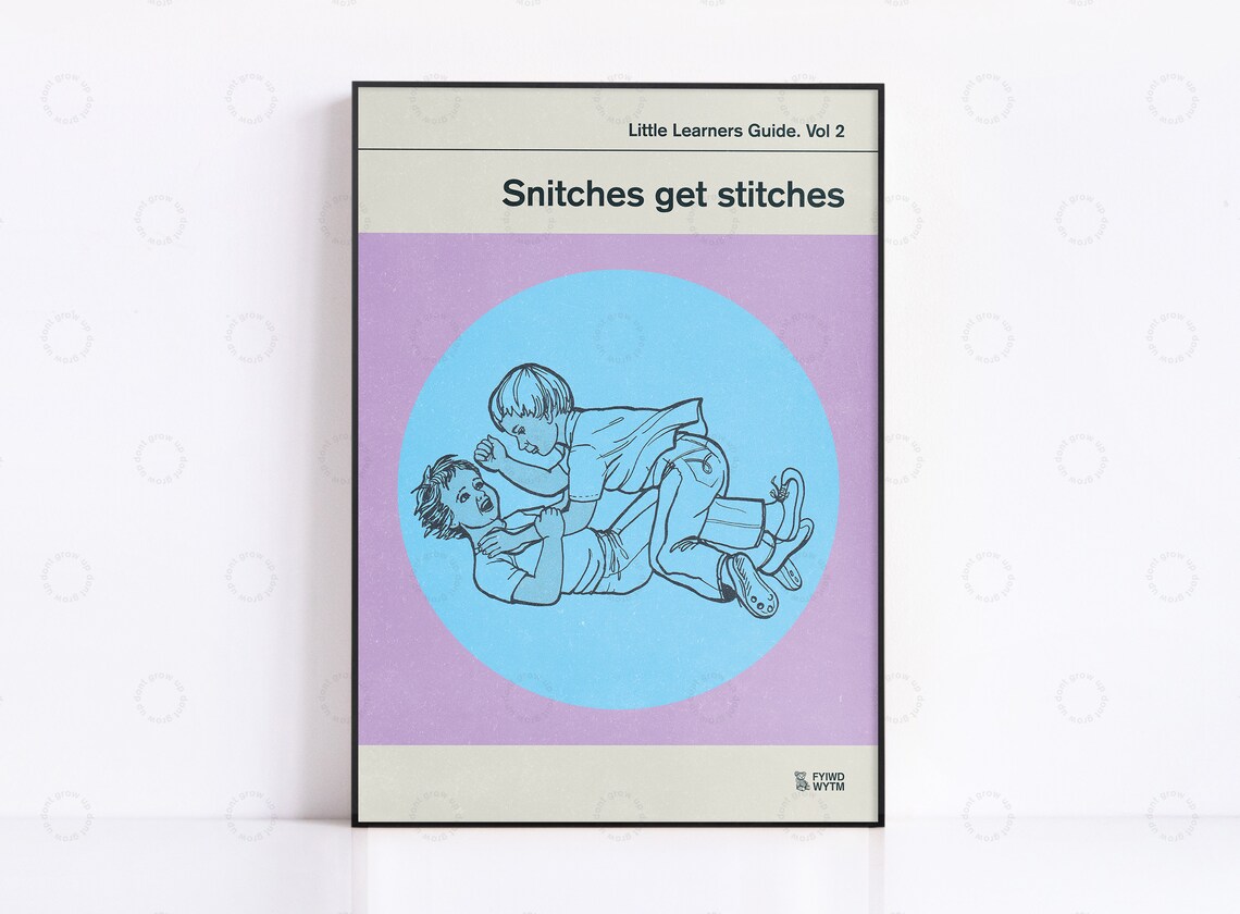 Snitches Get Stitches Retro Book Cover Poster