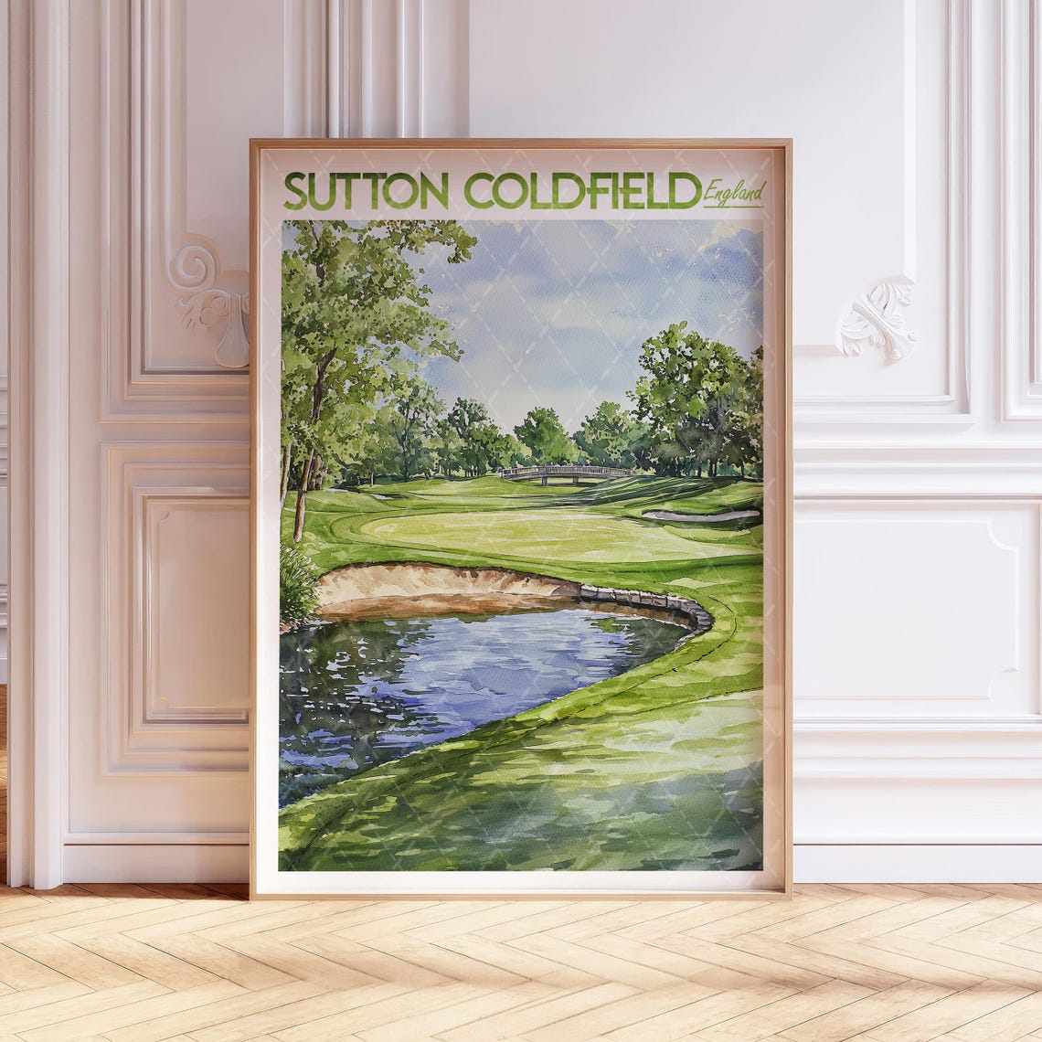 Sutton Coldfield England Golf Course Watercolor Travel Poster