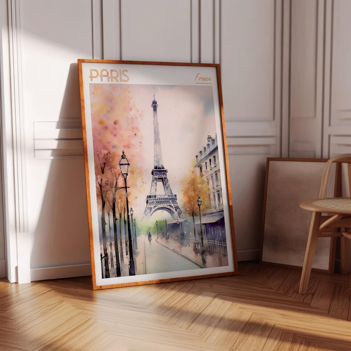 Paris Watercolor Travel Poster, World Cities Wall Art