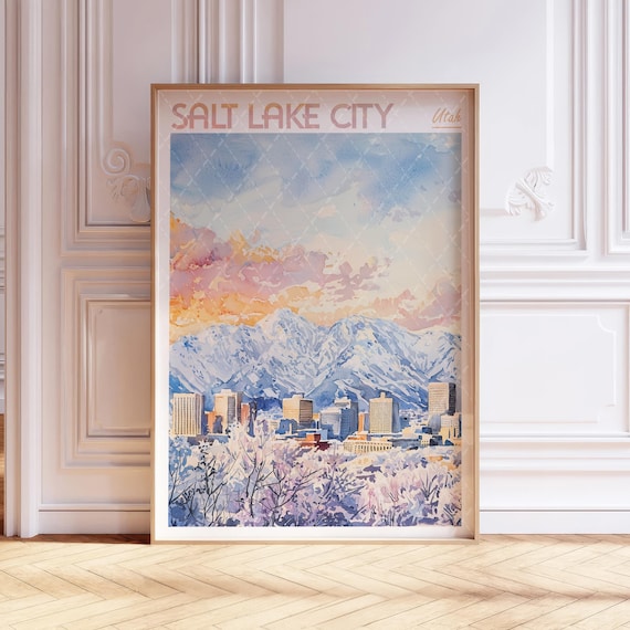 Salt Lake City Watercolor Travel Poster