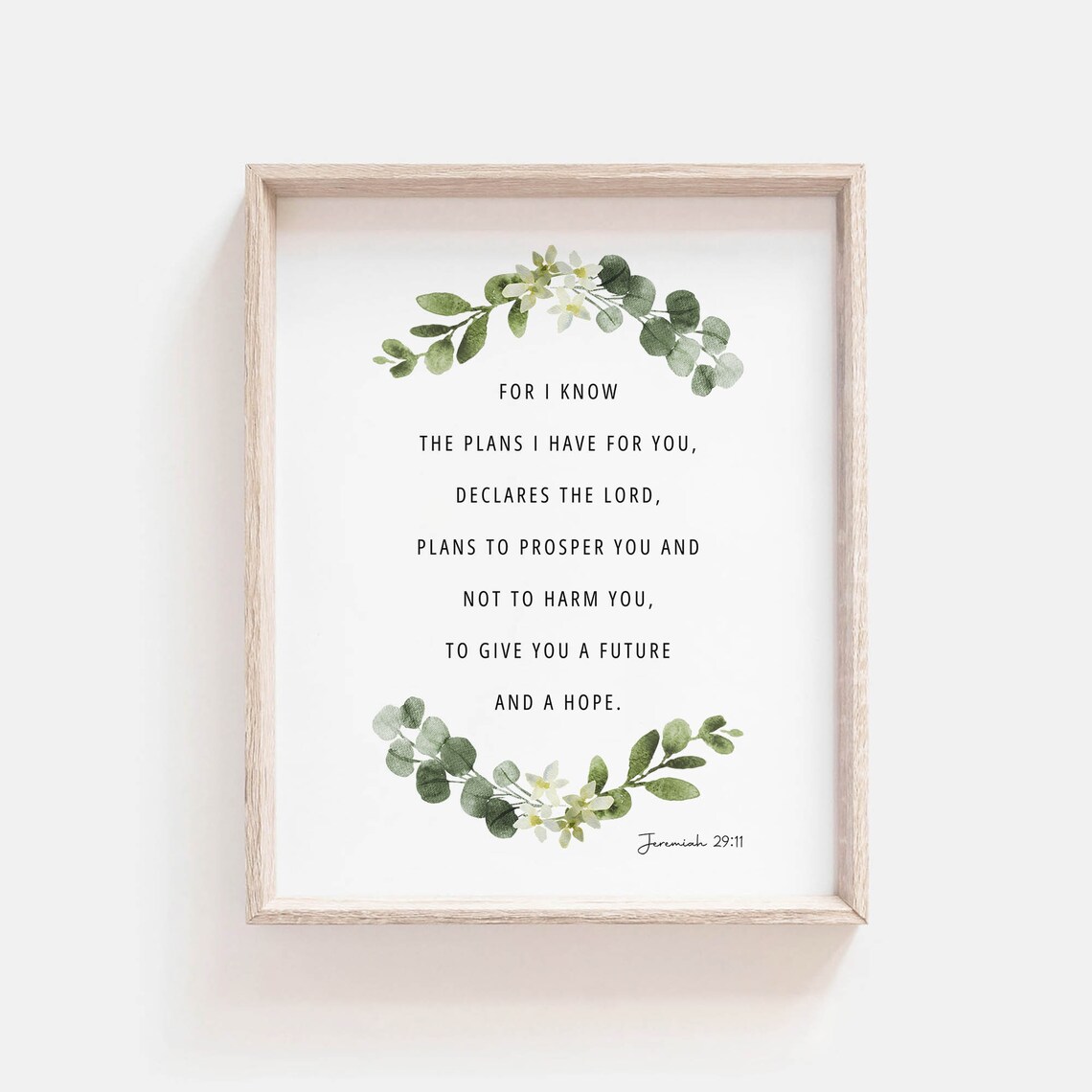 Jeremiah 29:11 Botanical Scripture Wall Art Print