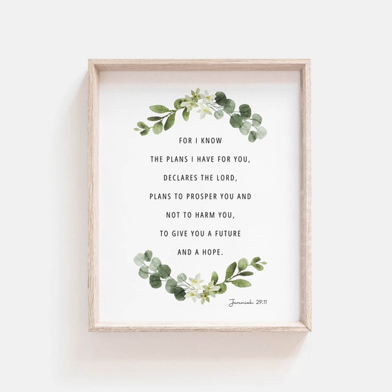 Jeremiah 29:11 Botanical Scripture Wall Art Print