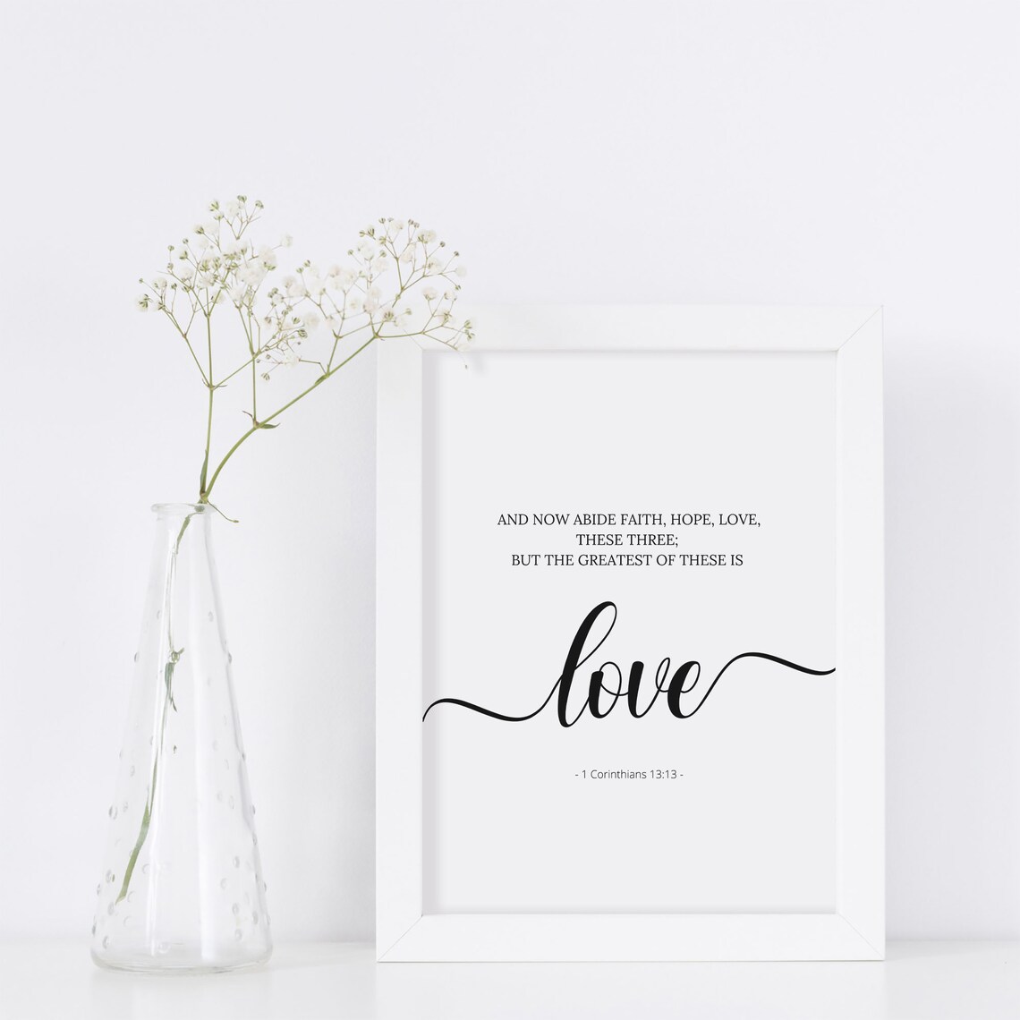 And Now Abide Faith Hope Love 1 Corinthians 13:13 Black Frame Poster - Image 2