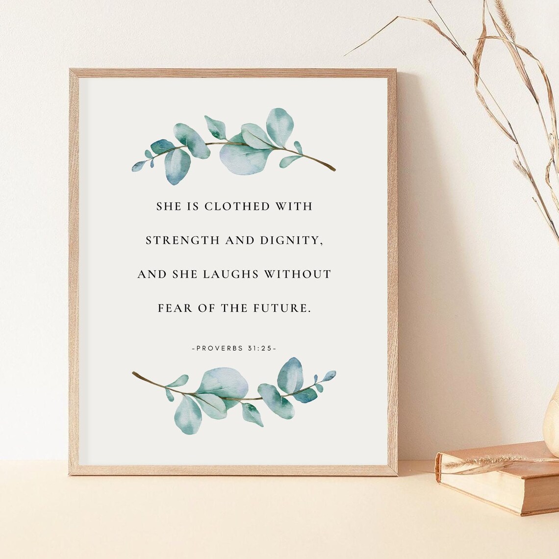 Proverbs 31:25 Bible Verse, Christian Wall Art Print - Image 2