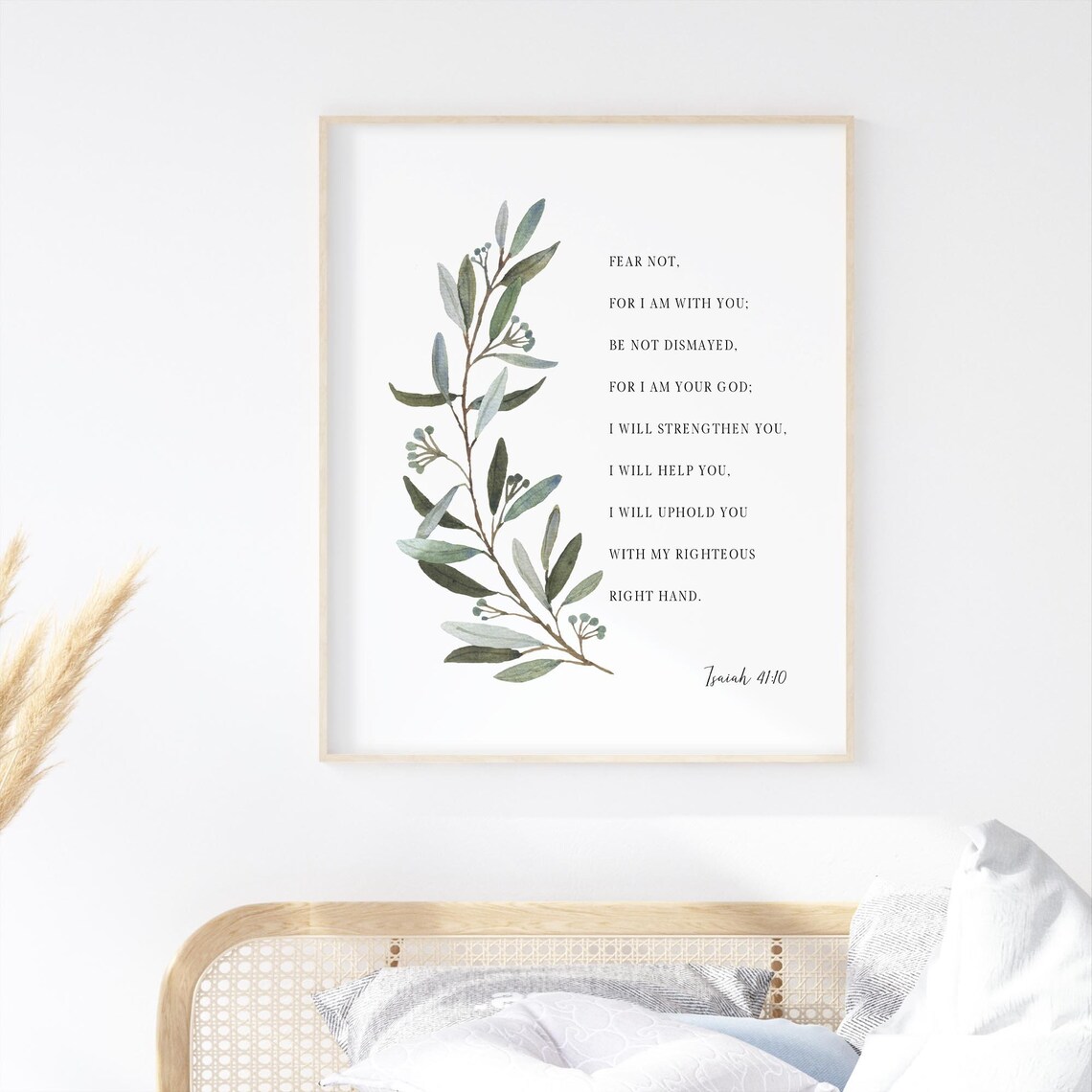 Isaiah 41:10 Fear Not I Am With You Watercolor Olive Branch Poster - Image 3
