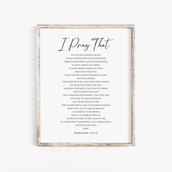 Ephesians 3:16-21 Scripture Art Print