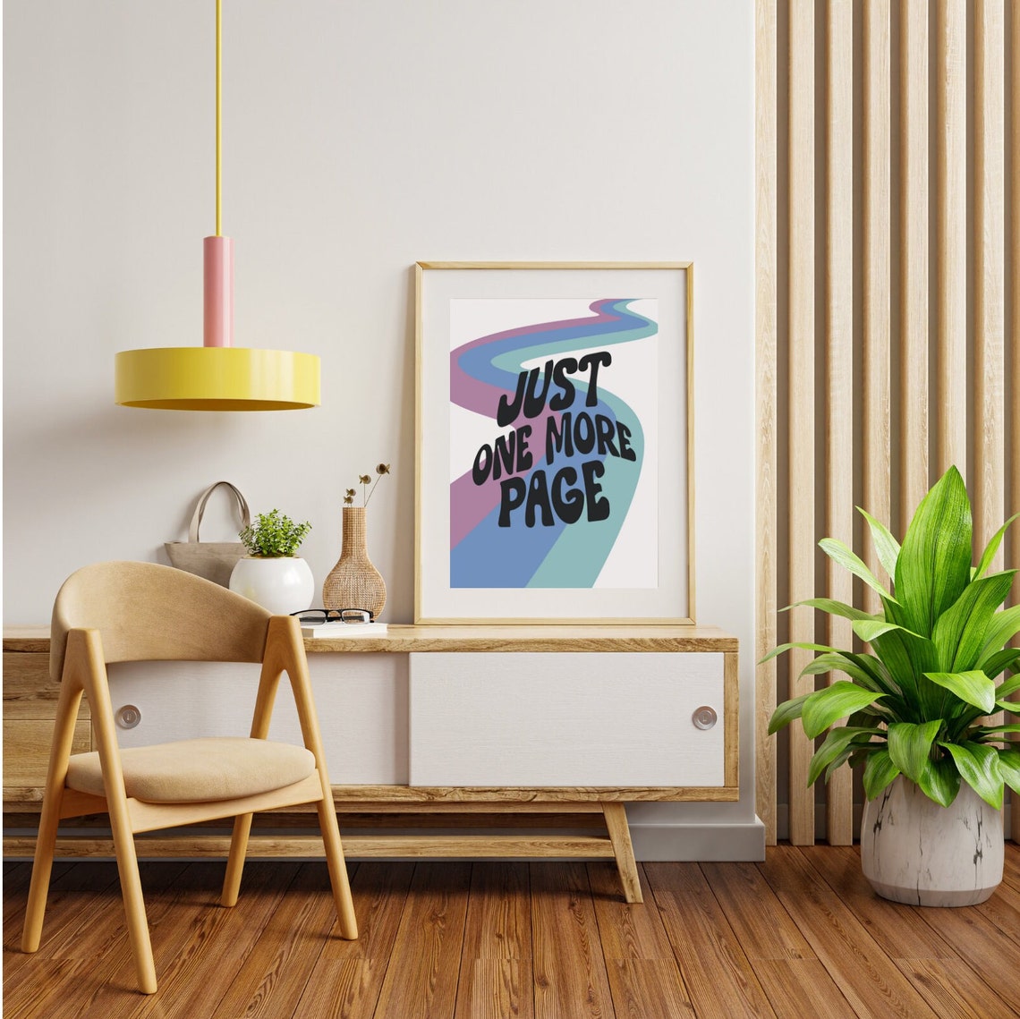 Just One More Page Retro Groovy Rainbow Classroom Reading Quote Poster - Image 2