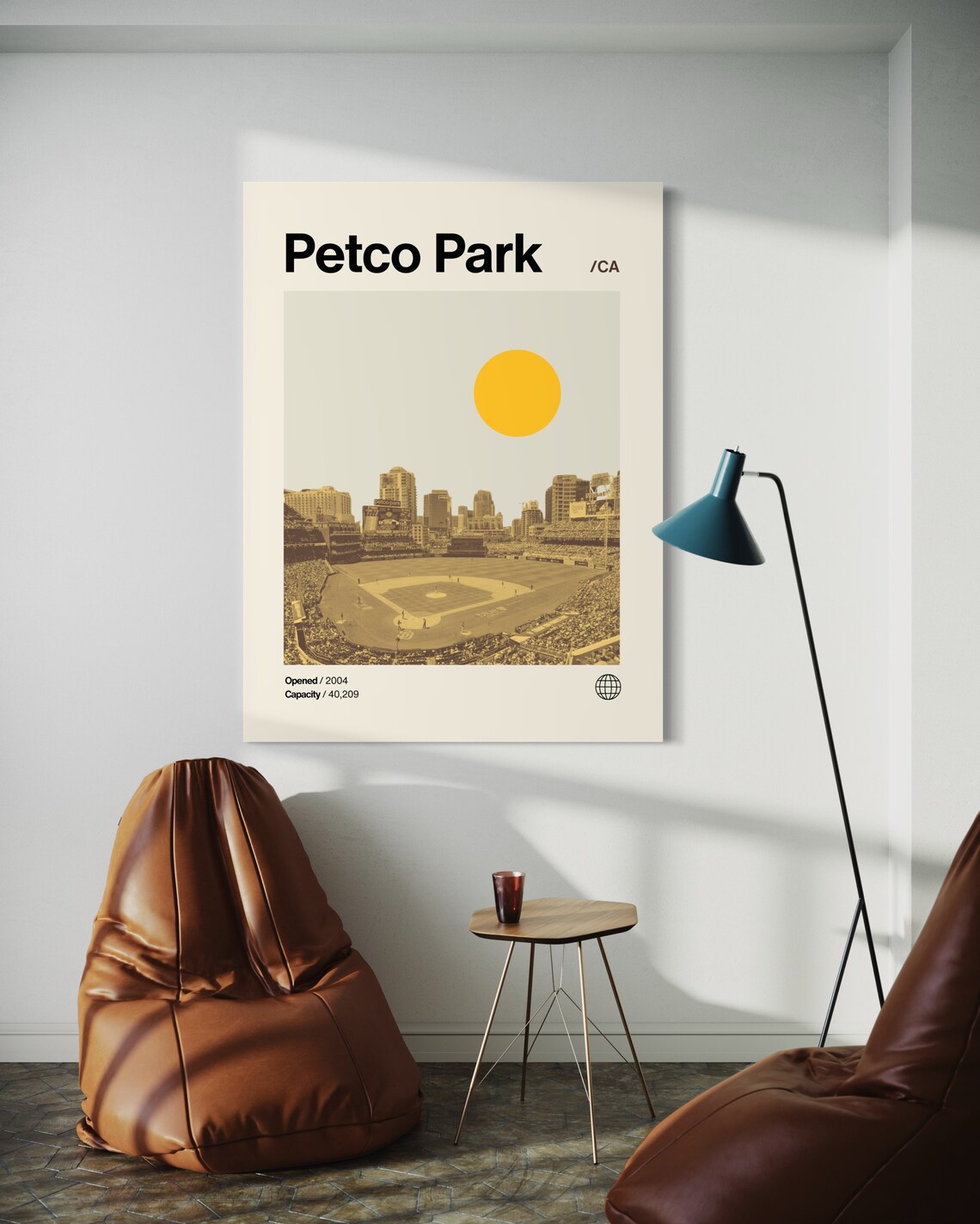 Petco Park Minimalist Mid-Century Baseball Poster - Image 2