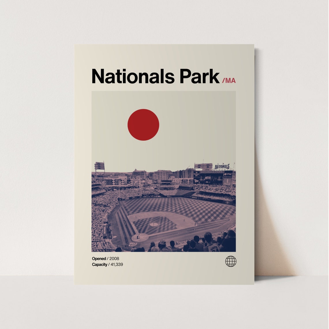 Nationals Park Washington Nationals Retro Duotone Minimalist Poster