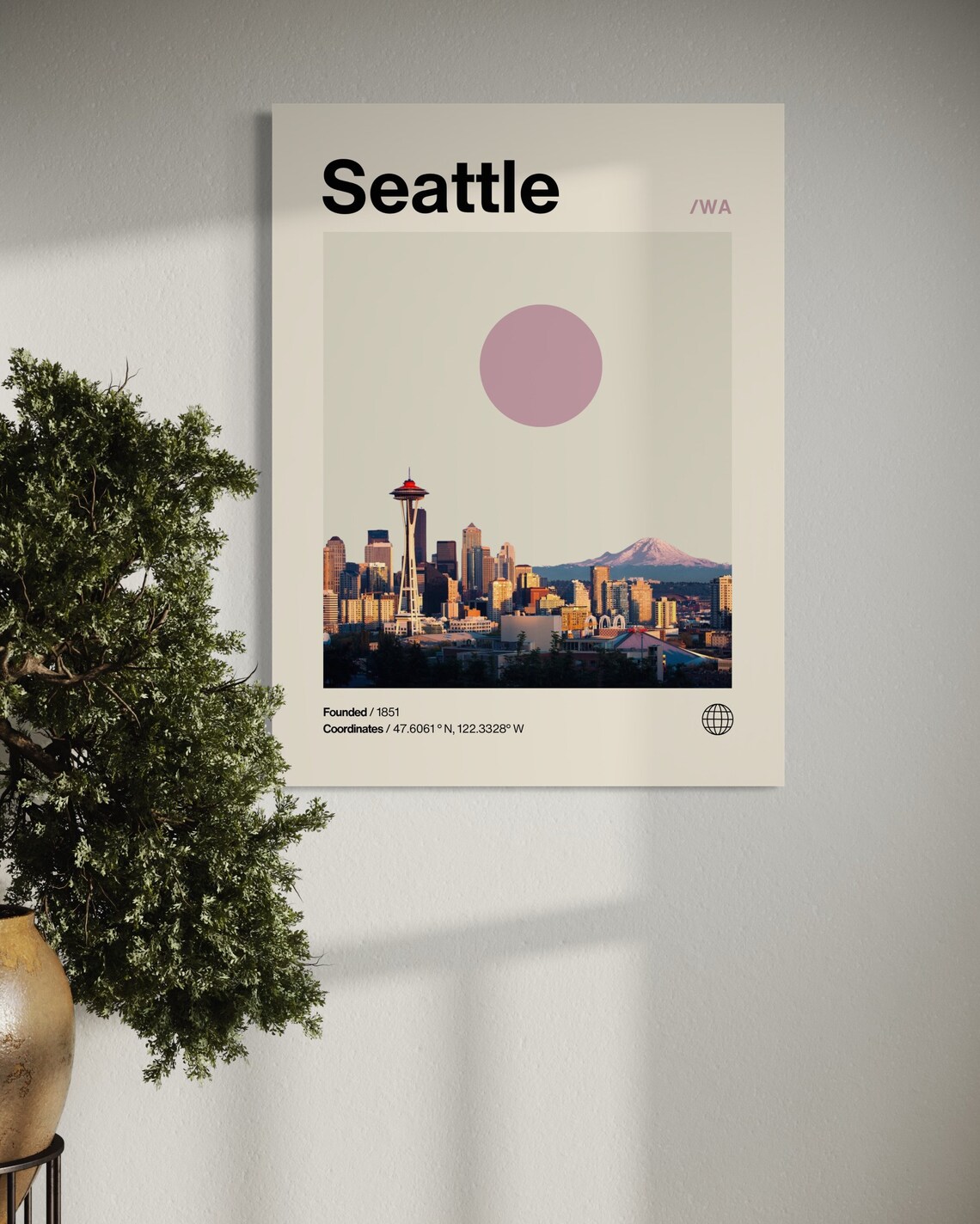 Seattle Minimalist Mid-Century Travel Poster Print - Image 2