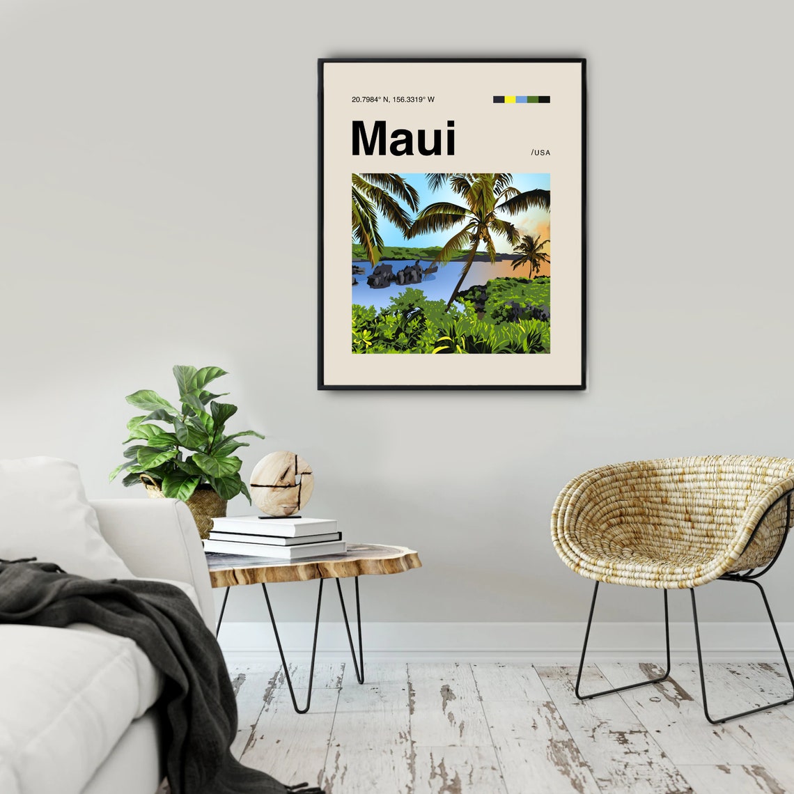 Maui Poster Minimalist Helvetica Mid Century Modern Maui Travel Print Hawaii Poster Maui Wall Art Maui Hawaii Print Modern Maui Art - Image 2