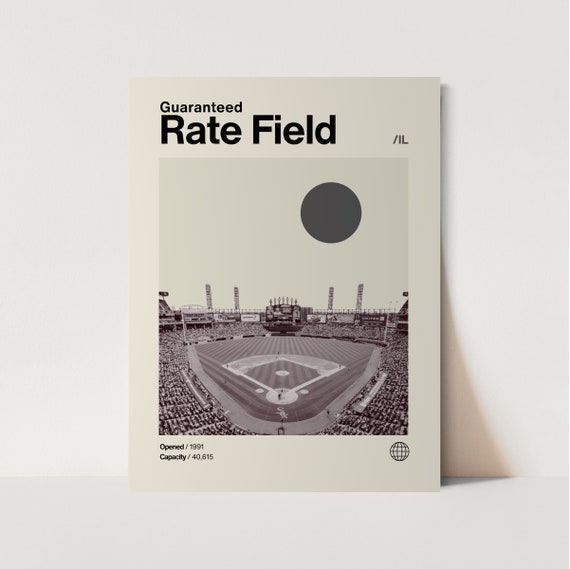Guaranteed Rate Field Retro Poster White Sox Poster Minimalist Helvetica Mid Century Modern Baseball Art Baseball Stadium Poster