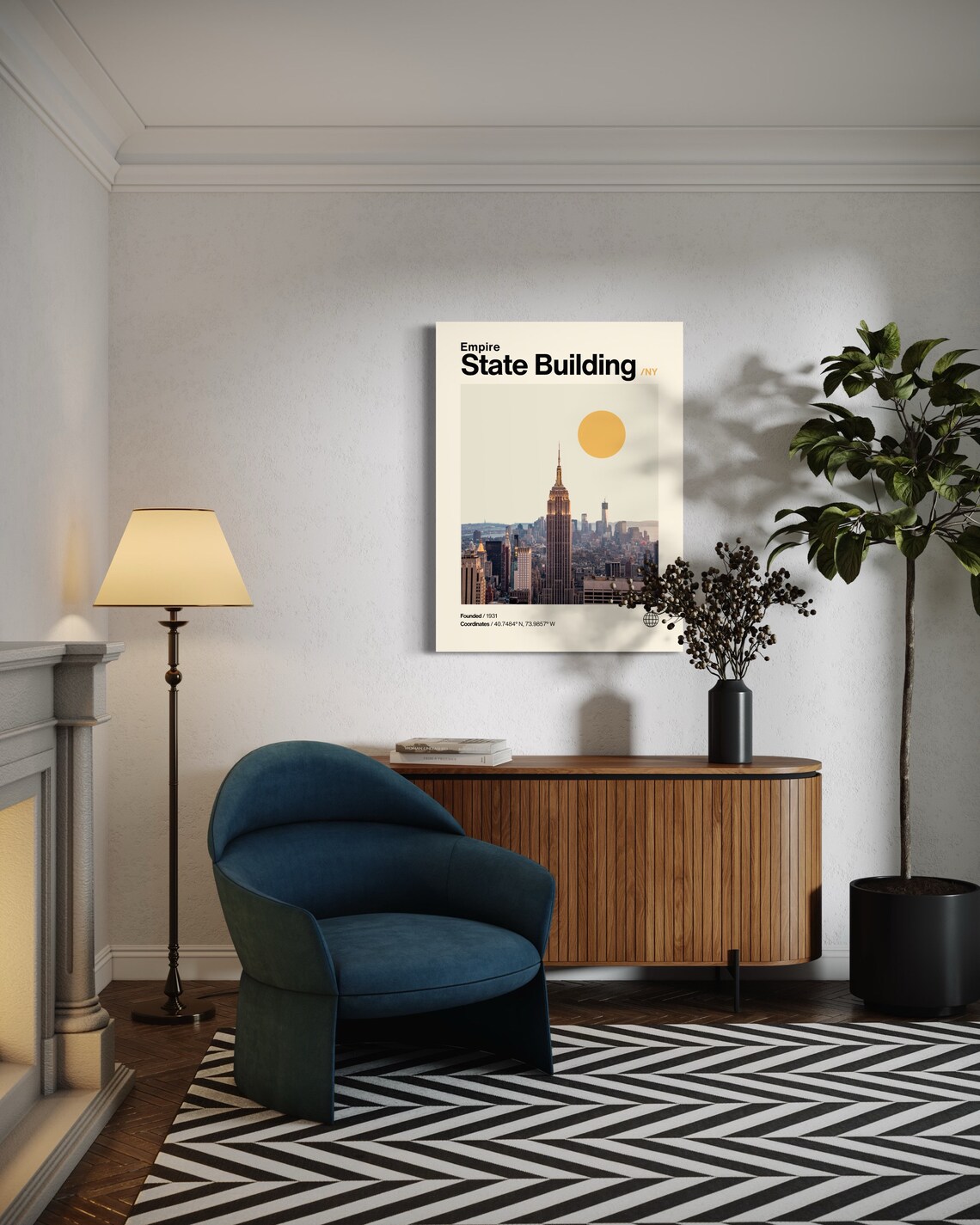 Empire State Building New York Skyline Helvetica Travel Poster - Image 3