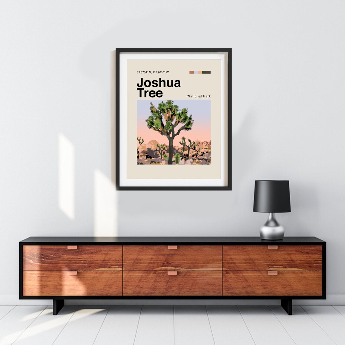 Joshua Tree National Park Desert Sunset Illustrated Travel Poster - Image 3