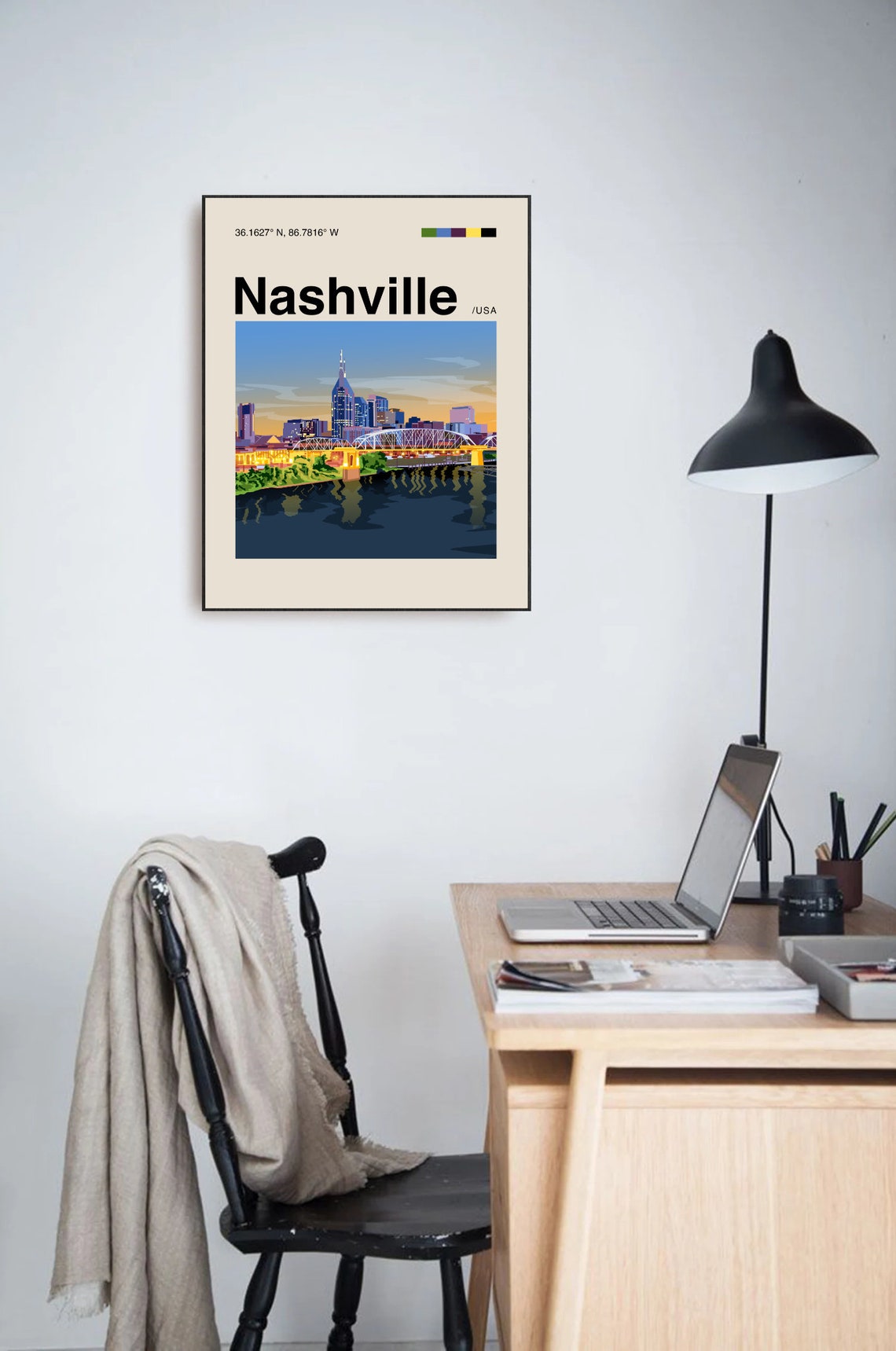 Nashville Poster Minimalist Helvetica Mid Century Modern Nashville Travel Print Nashville Print Nashville Wall Art Nashville Art - Image 3
